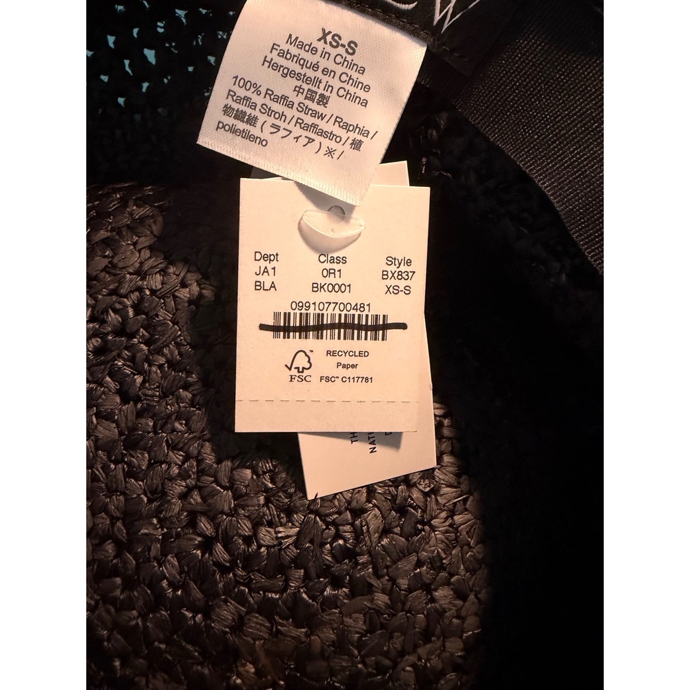 J. Crew Wide Brim Raffia Bucket Hat Black Straw XS/S - Picture 3 of 5